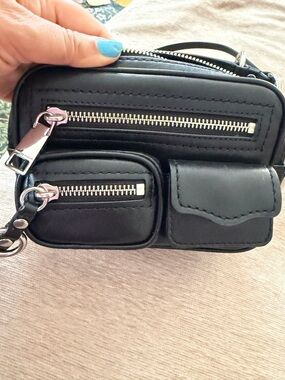 Rebecca Minkoff Black Leather Mini Crossbody with Silver Hardware